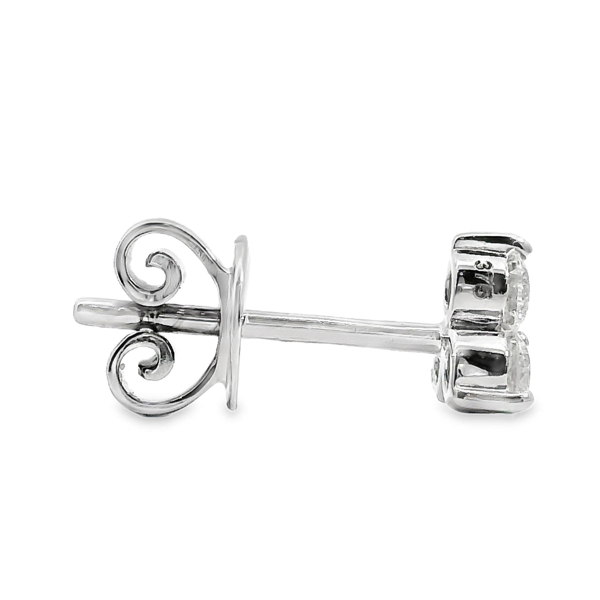 9ct White Gold Tri Stone Stud Earrings 0.35ct TDW