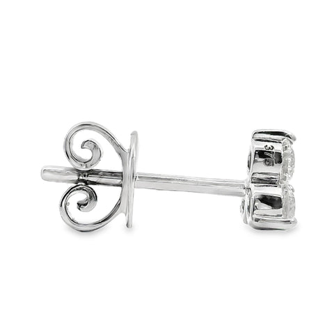 9ct White Gold Tri Stone Stud Earrings 0.35ct TDW