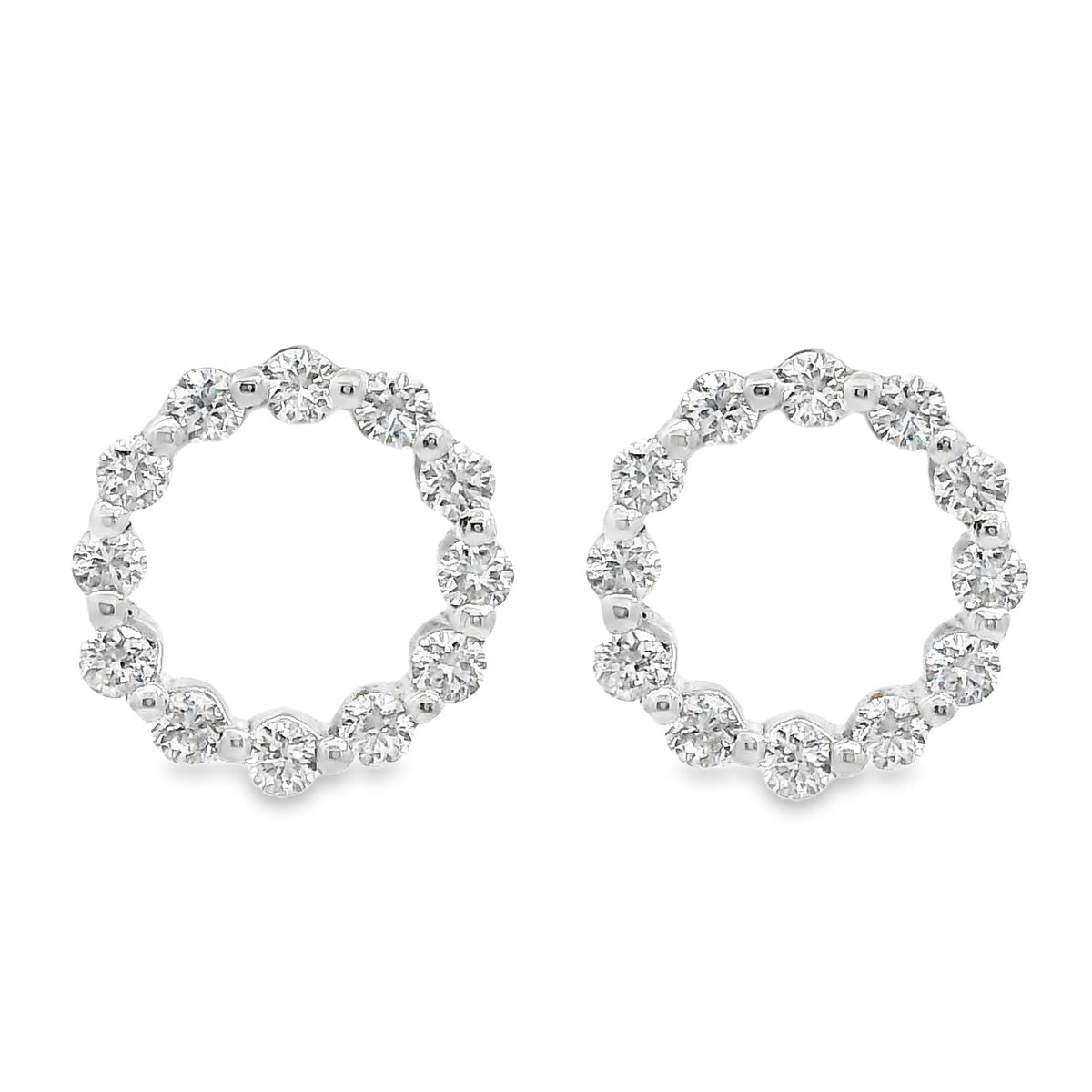 9ct White Gold Open Circle Claw Set Diamond Stud Earrings