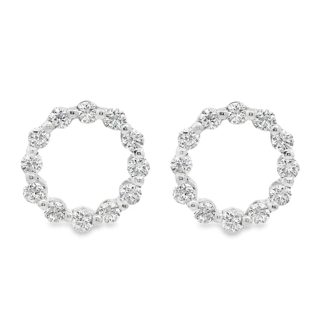 9ct White Gold Open Circle Claw Set Diamond Stud Earrings
