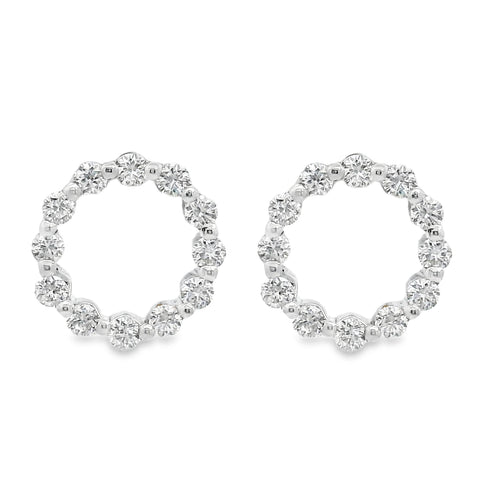 9ct White Gold Open Circle Claw Set Diamond Stud Earrings