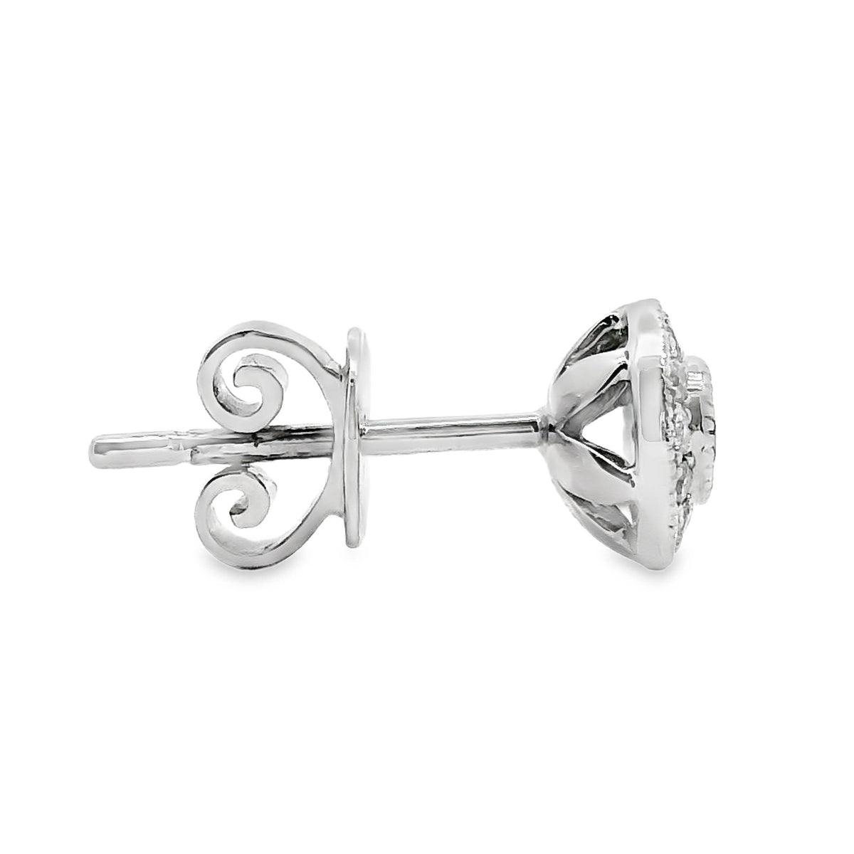 9ct White Gold Diamond Set Halo Stud Earrings