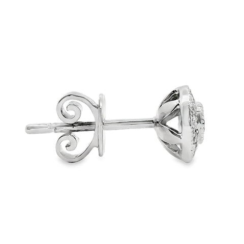 9ct White Gold Diamond Set Halo Stud Earrings