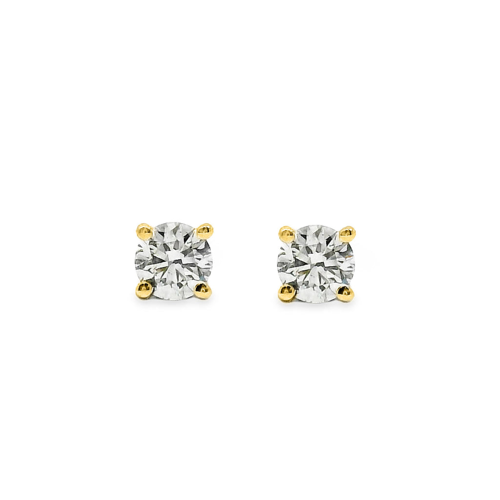 9ct Yellow Gold Brilliant Cut 4 Claw Diamond Stud Earrings 0.25ct TDW