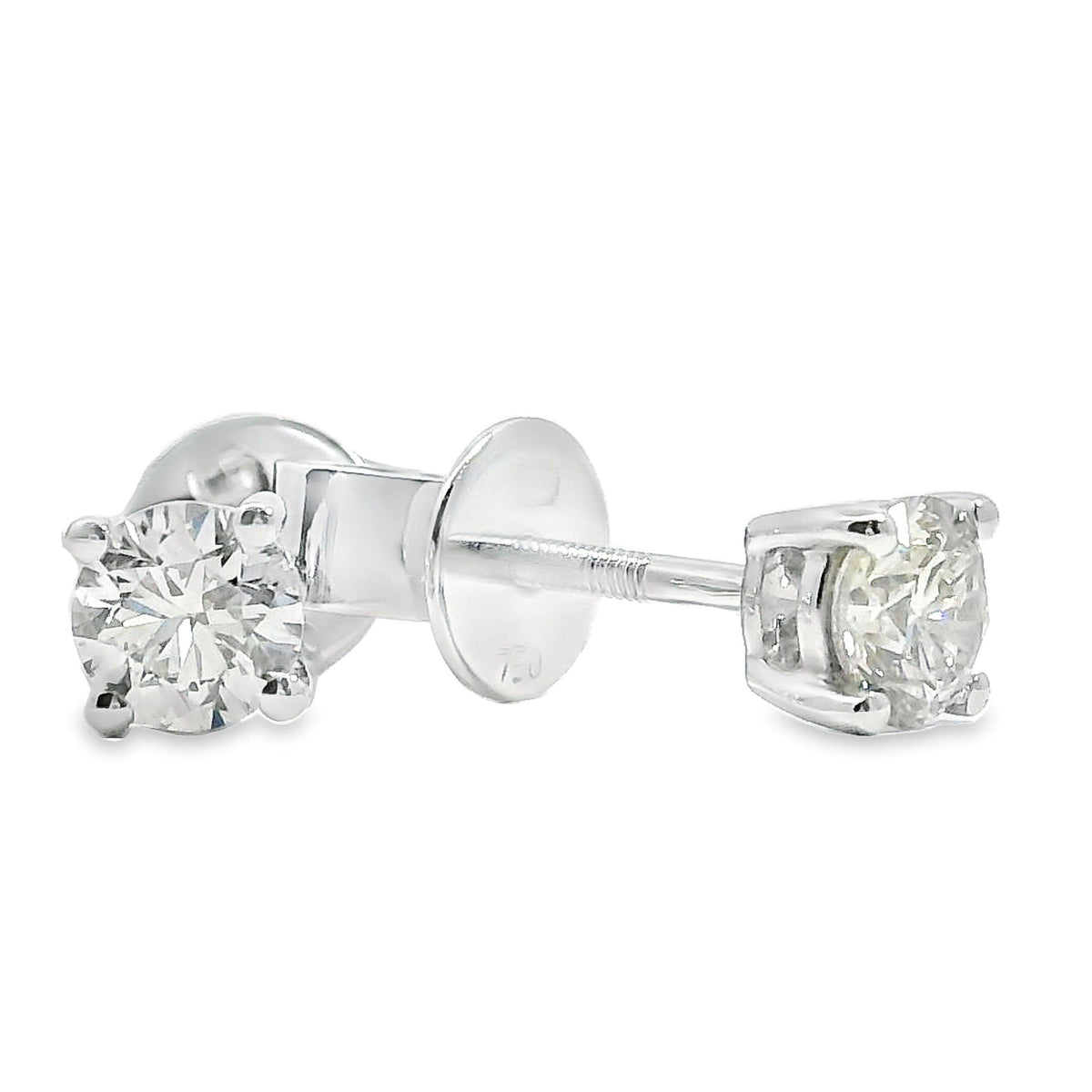 18ct White Gold Natural Diamond Stud Earrings 0.60ct TDW