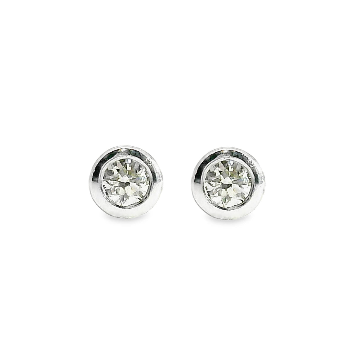 9ct White Gold Bezel Set Natural Diamond Stud Earrings 0.05ct TDW
