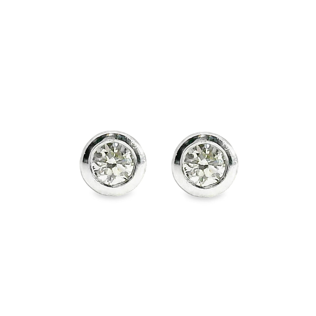 9ct White Gold Bezel Set Natural Diamond Stud Earrings 0.05ct TDW