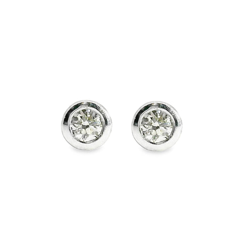 9ct White Gold Bezel Set Natural Diamond Stud Earrings 0.05ct TDW