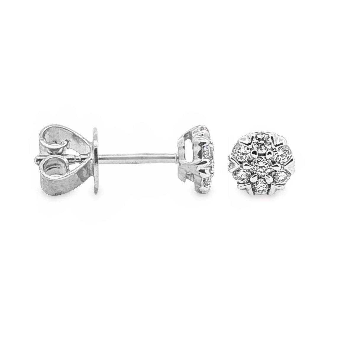 9ct White Gold Cluster Set Natural Diamond Stud Earrings 0.19ct TDW