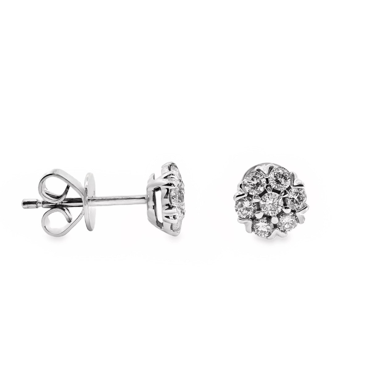9ct White Gold Cluster Set Natural Diamond Stud Earrings 0.36ct TDW