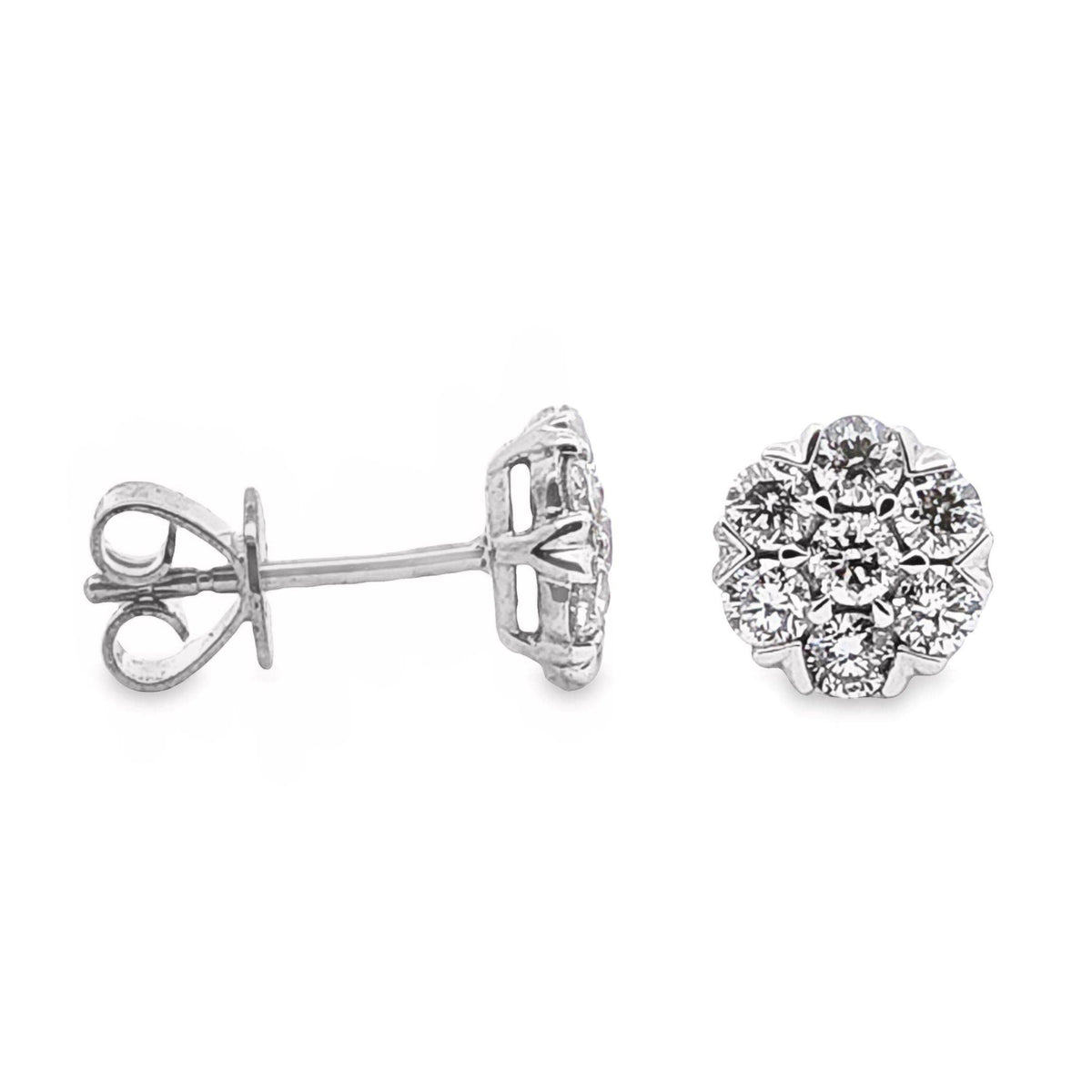 9ct White Gold Cluster Set Natural Diamond Stud Earrings 0.80ct TDW