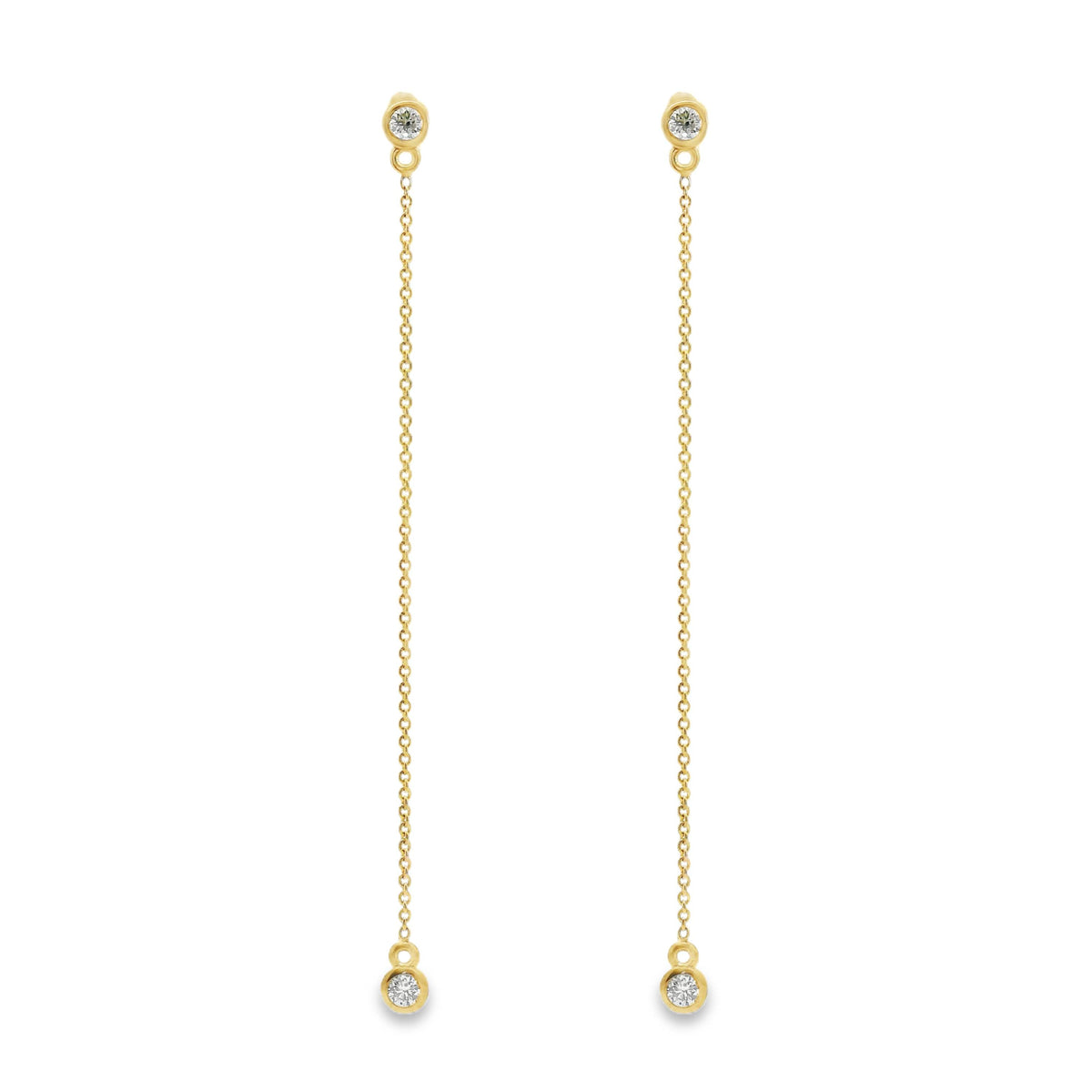9ct Yellow Gold Bezel Set Diamond Drop Earring Studs