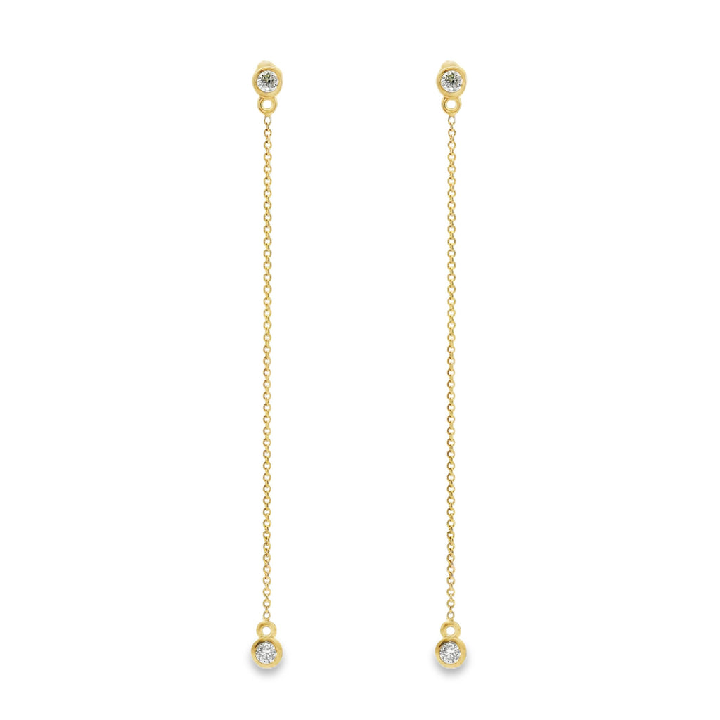 9ct Yellow Gold Bezel Set Diamond Drop Earring Studs