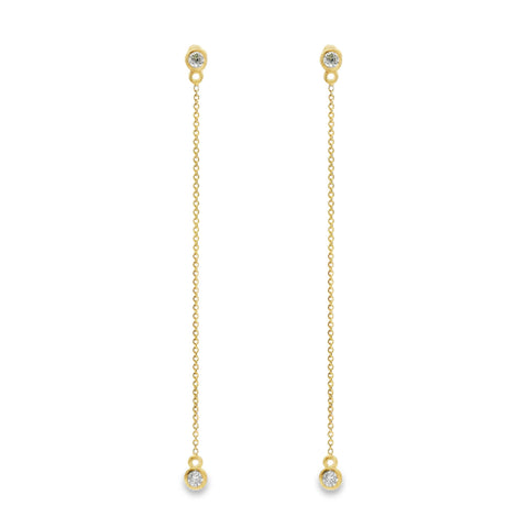 9ct Yellow Gold Bezel Set Diamond Drop Earring Studs