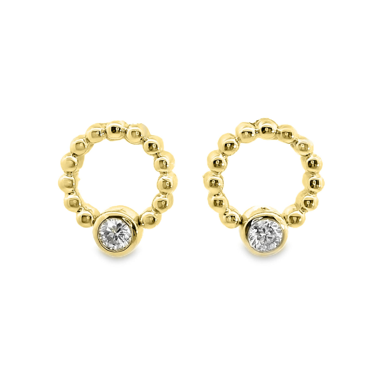 9ct Yellow Gold Bubble Diamond Stud Earrings