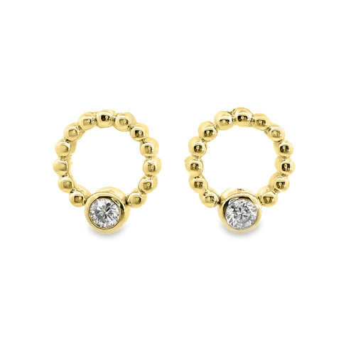 9ct Yellow Gold Bubble Diamond Stud Earrings