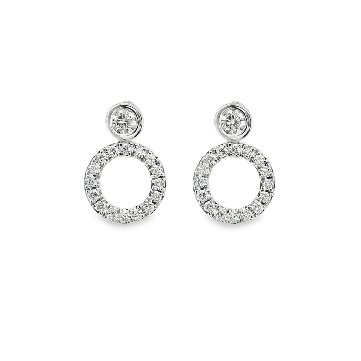 9ct White Gold Open Circle Diamond Stud Earrings