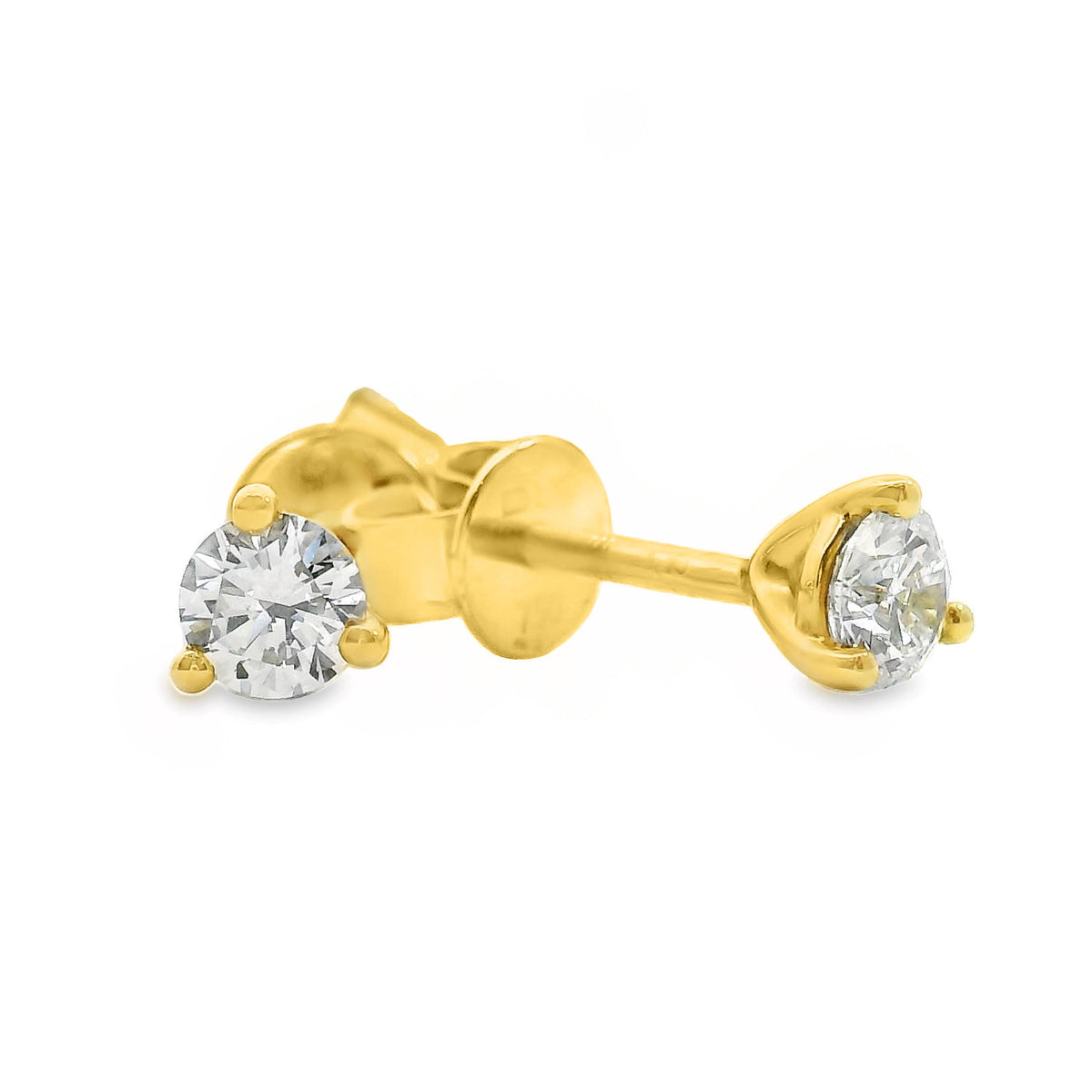 18ct Yellow Gold Lab Grown Diamond 3 Claw Studs 0.43ct TDW