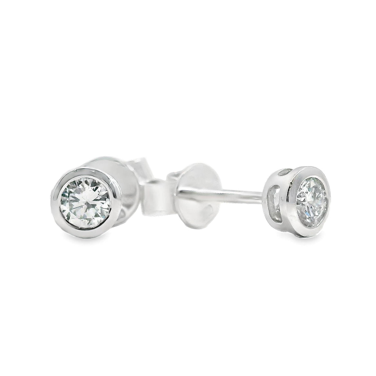 18ct White Gold Lab Grown Diamond Bezel Set Studs 0.40ct TDW