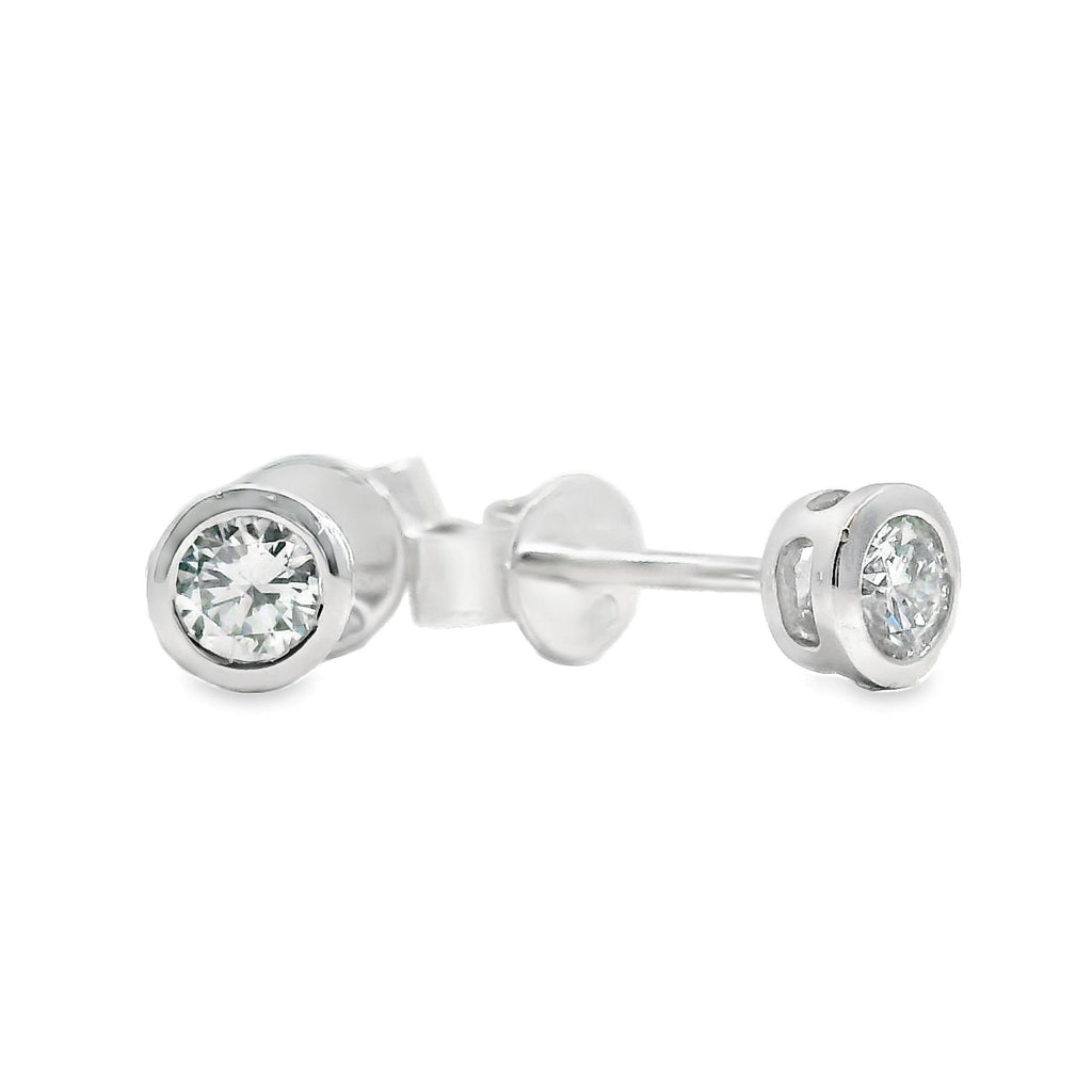 18ct White Gold Lab Grown Diamond Bezel Set Studs 0.40ct TDW