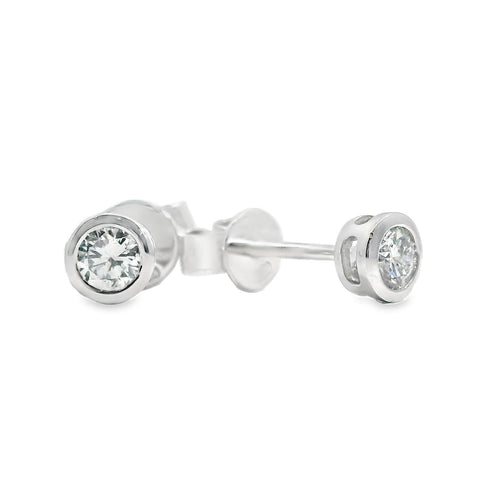 18ct White Gold Lab Grown Diamond Bezel Set Studs 0.40ct TDW
