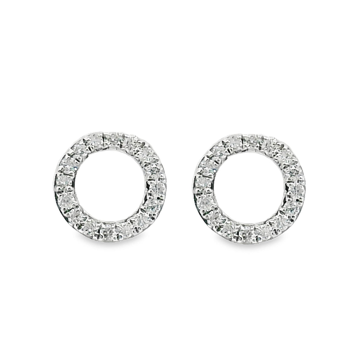 9ct White Gold Open Circle Diamond Stud Earrings