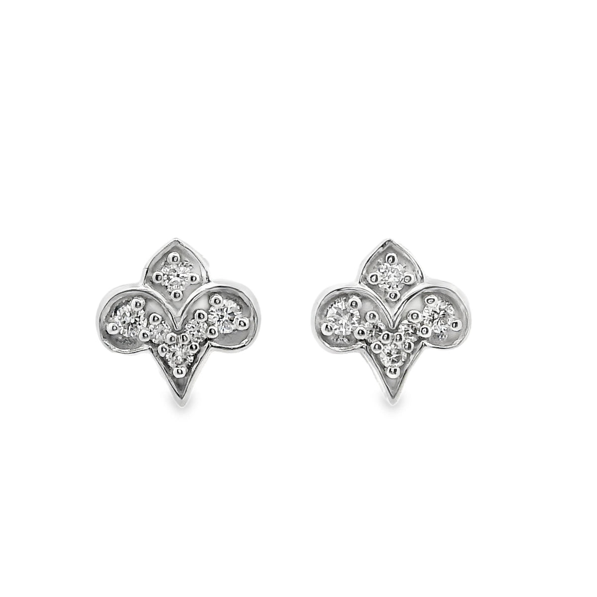 18ct White Gold Flourish Diamond Set Earring Studs