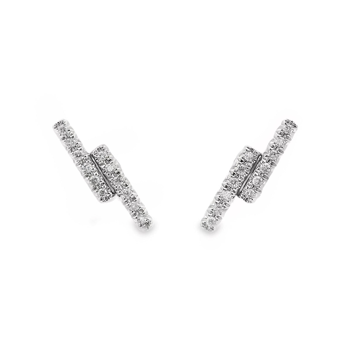18ct White Gold Lightning Bolt Diamond Set Earring Studs