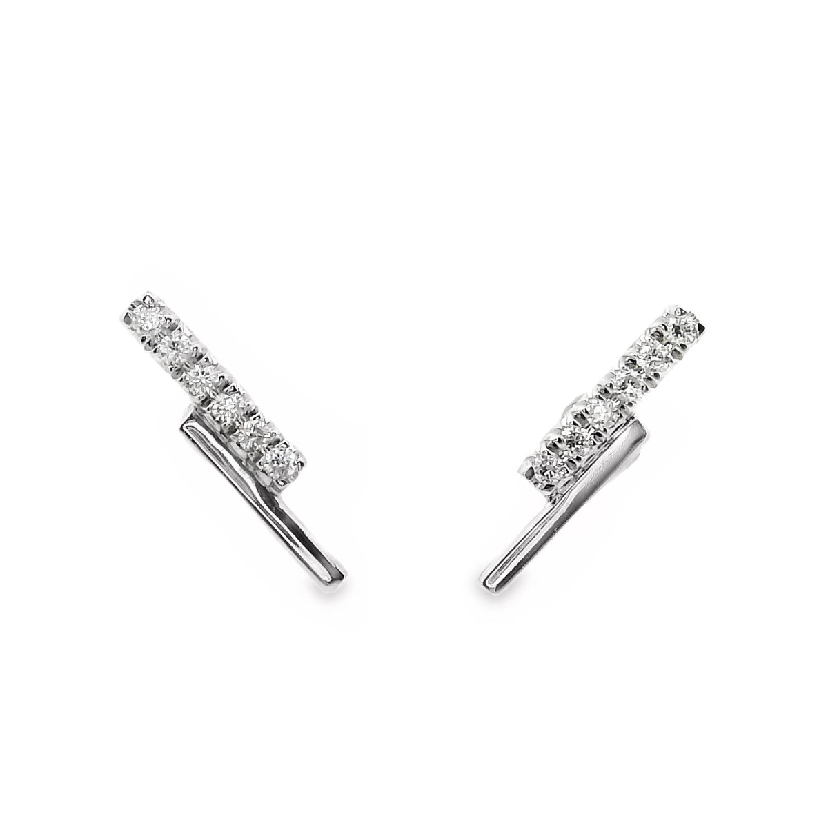 18ct White Gold Bolt Diamond Set Earring Studs