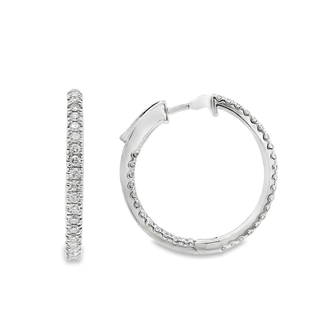 18ct White Gold Natural Diamond Claw Set Hoop Earrings 0.51ct TDW
