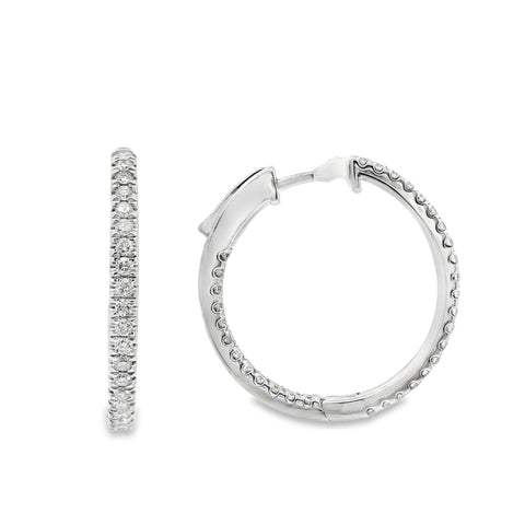 18ct White Gold Natural Diamond Claw Set Hoop Earrings 0.51ct TDW
