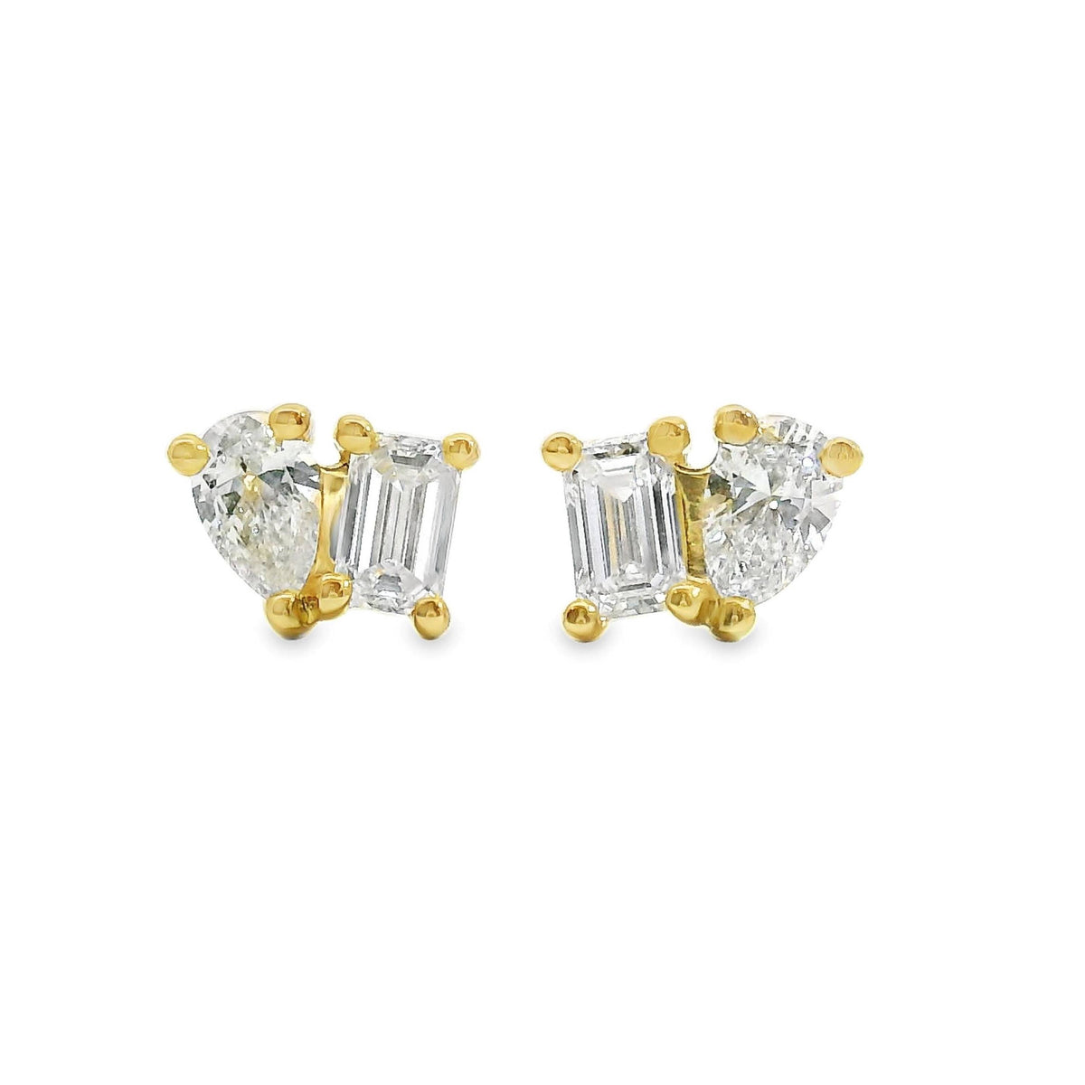 Toi Et Moi Pear And Emerald Cut Lab Grown Diamond Studs 0.42ct TDW