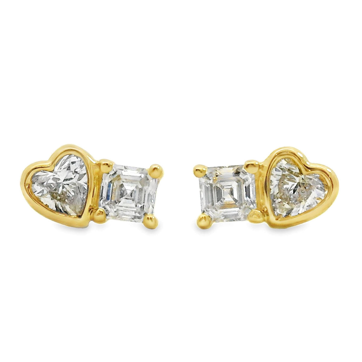 Toi Et Moi Asscher And Heart Cut Lab Grown Diamond Studs 0.44ct TDW