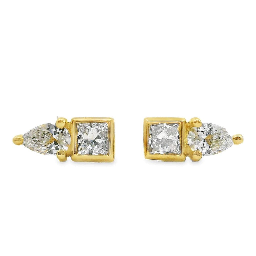 Toi Et Moi Pear And Princess Cut Lab Grown Diamond Studs 0.40ct TDW