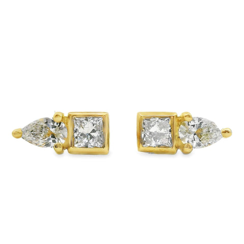 Toi Et Moi Pear And Princess Cut Lab Grown Diamond Studs 0.40ct TDW