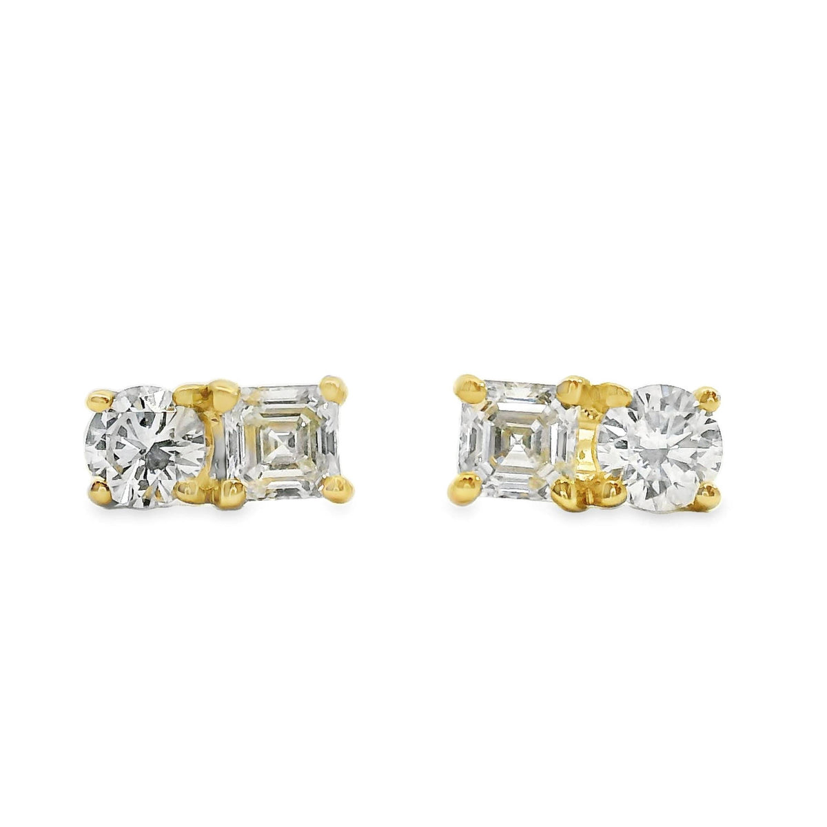 Toi Et Moi Asscher And Round Brilliant Cut Lab Grown Studs 0.44ct TDW
