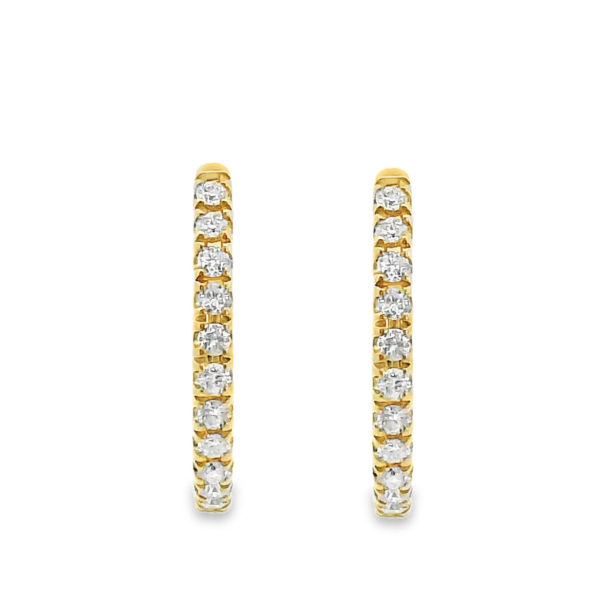 9ct Yellow Gold Claw Set Diamond Huggie Earrings 12mm