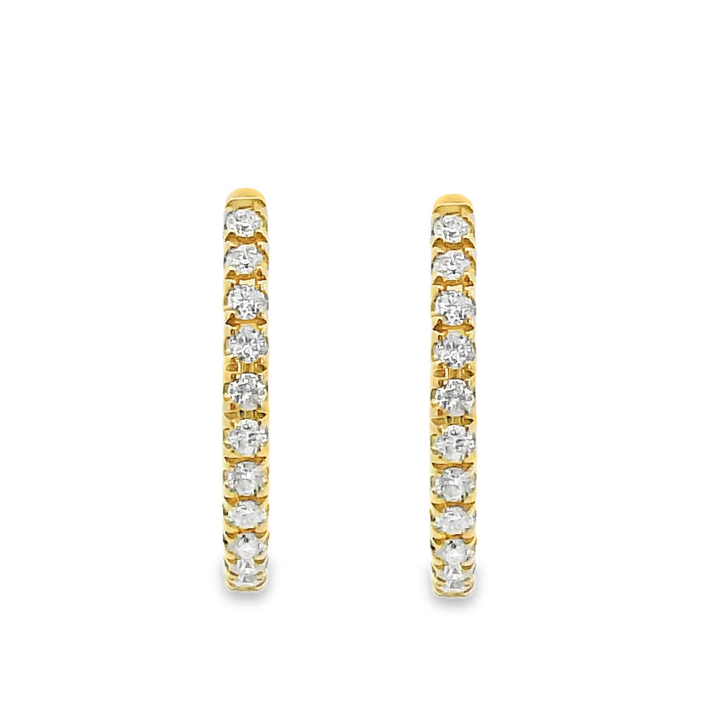 9ct Yellow Gold Claw Set Diamond Huggie Earrings 12mm