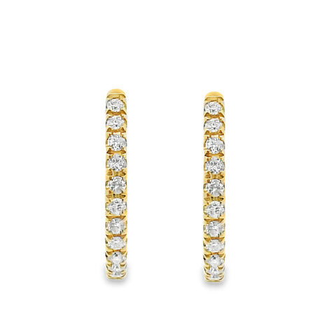 9ct Yellow Gold Claw Set Diamond Huggie Earrings 12mm