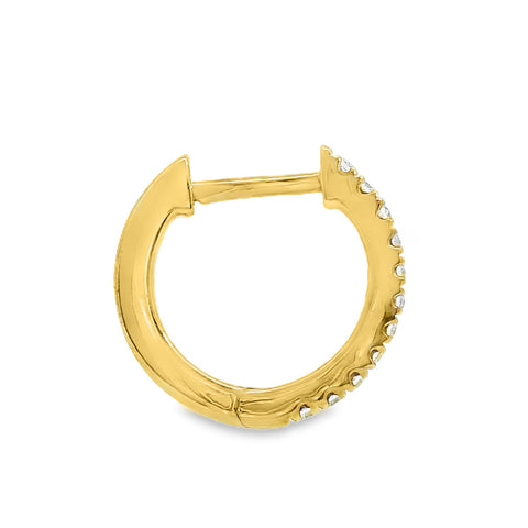 9ct Yellow Gold Claw Set Diamond Huggie Earrings 12mm