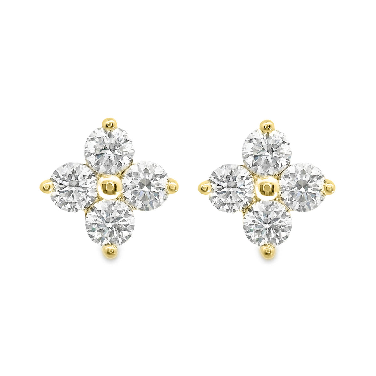 9ct Yellow Gold Flower Stud Earrings