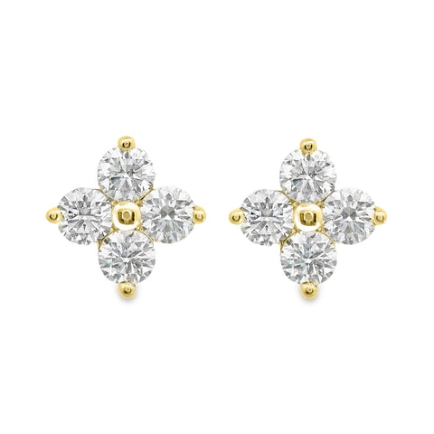 9ct Yellow Gold Flower Stud Earrings