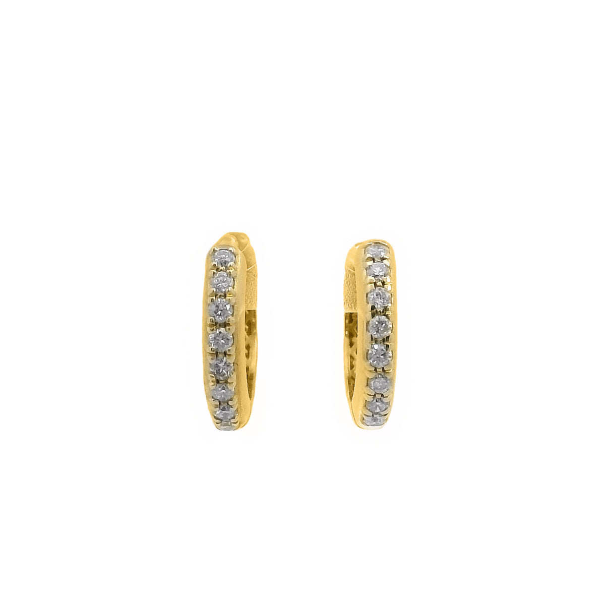 18ct Yellow Gold Double Sided Pave Set Diamond Huggies 0.27ct TDW
