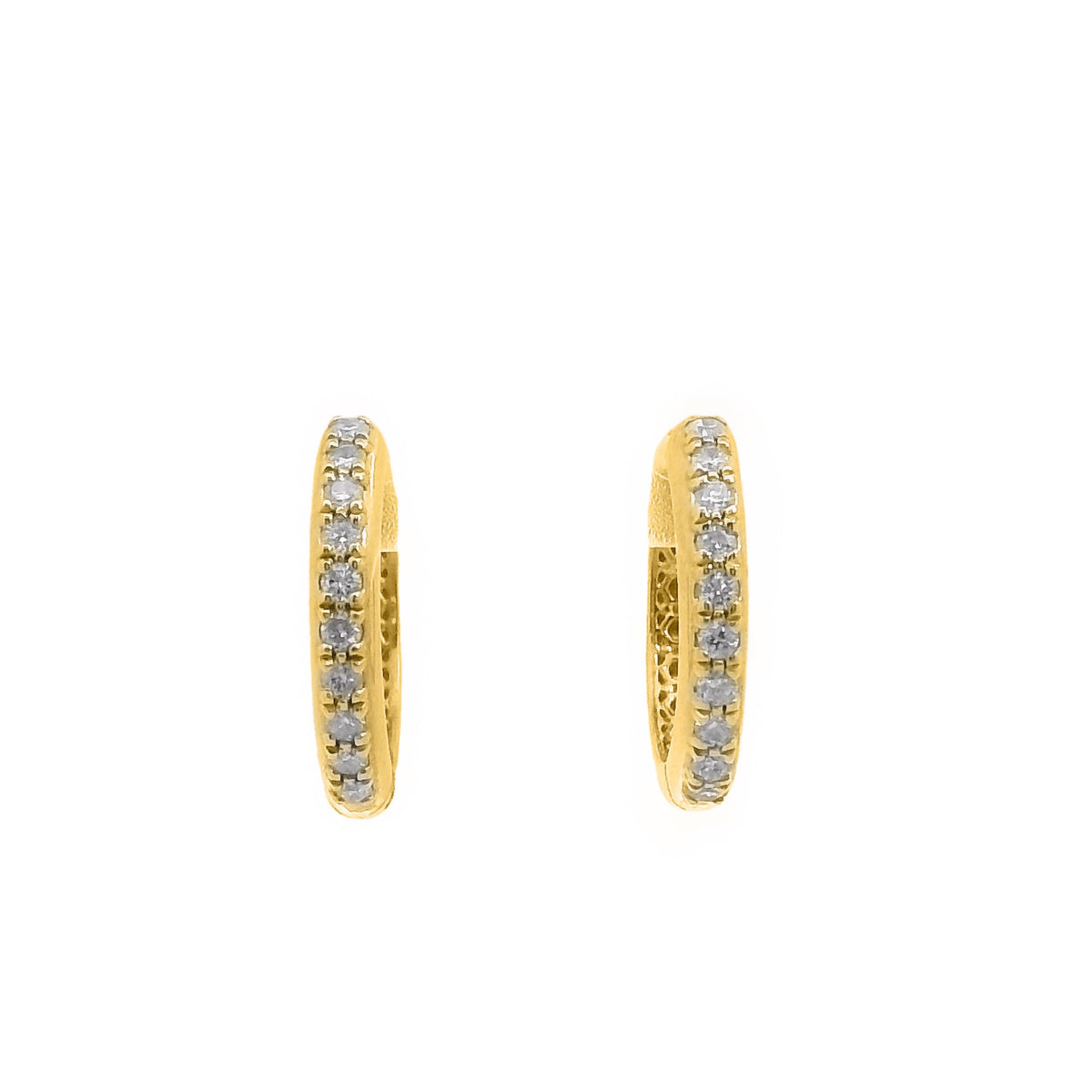 18ct Yellow Gold Double Sided Pave Set Diamond Huggies