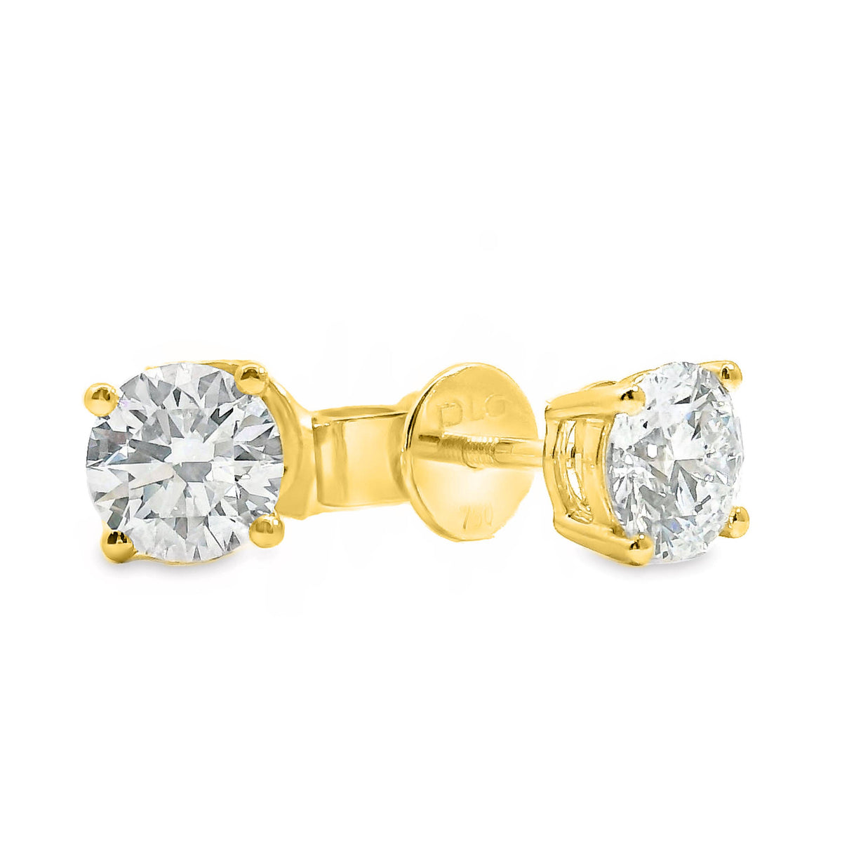 18ct Yellow Gold Lab Grown Diamond Stud Earrings 1.40ct TDW