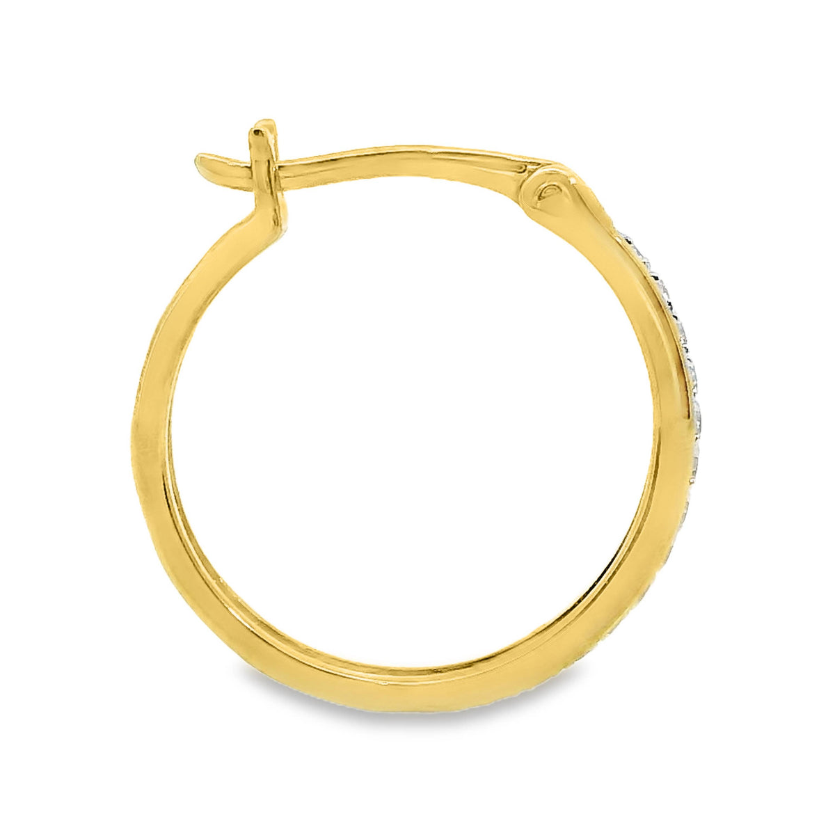 9ct Yellow Gold Diamond Huggie Earrings 15mm