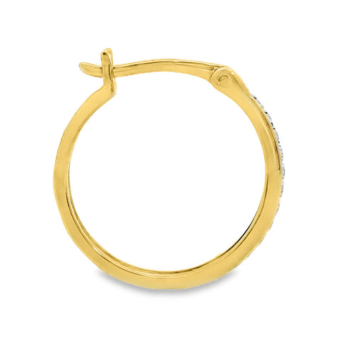 9ct Yellow Gold Diamond Huggie Earrings 15mm