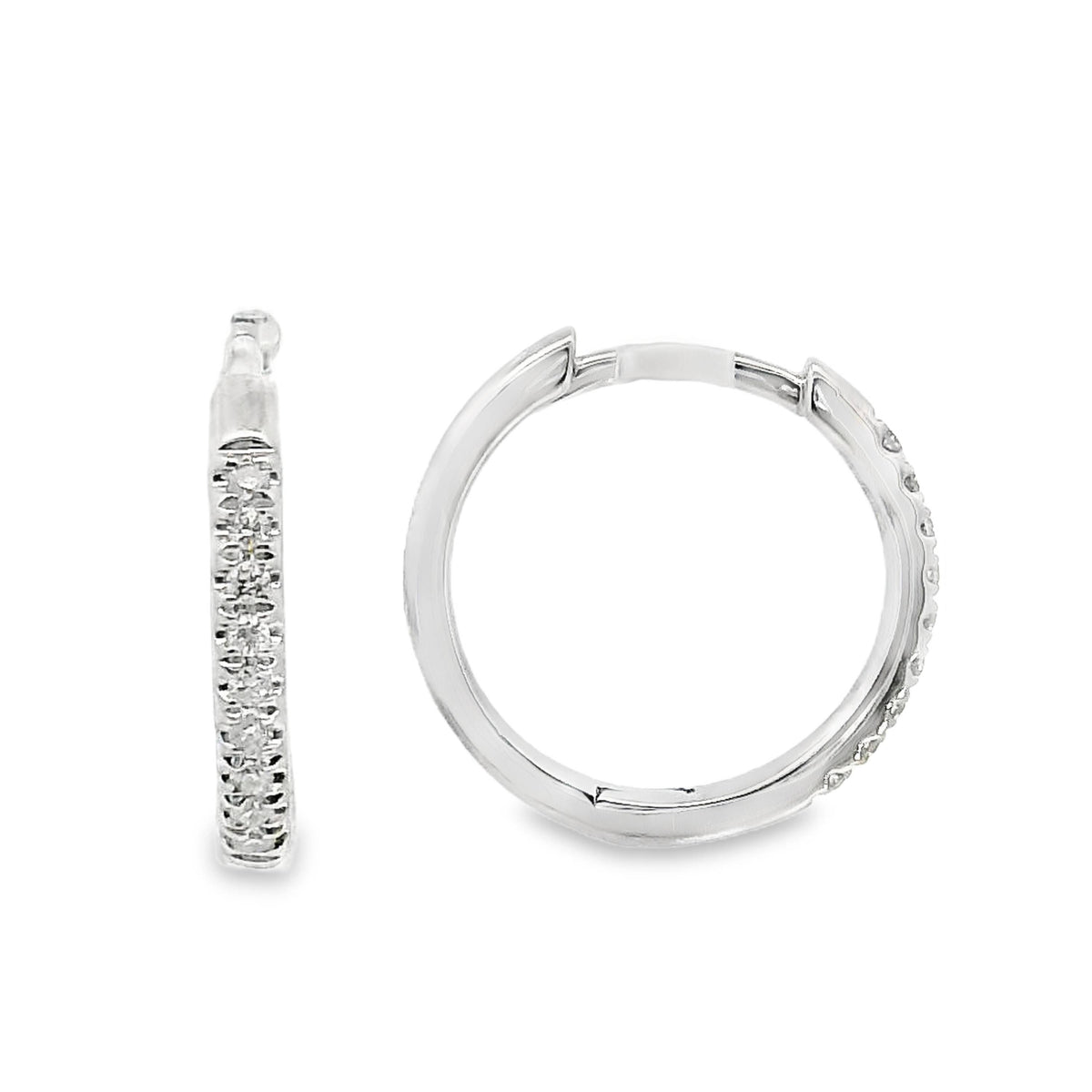 9ct White Gold Natural Diamond Claw Set Huggie Earrings 0.06ct TDW