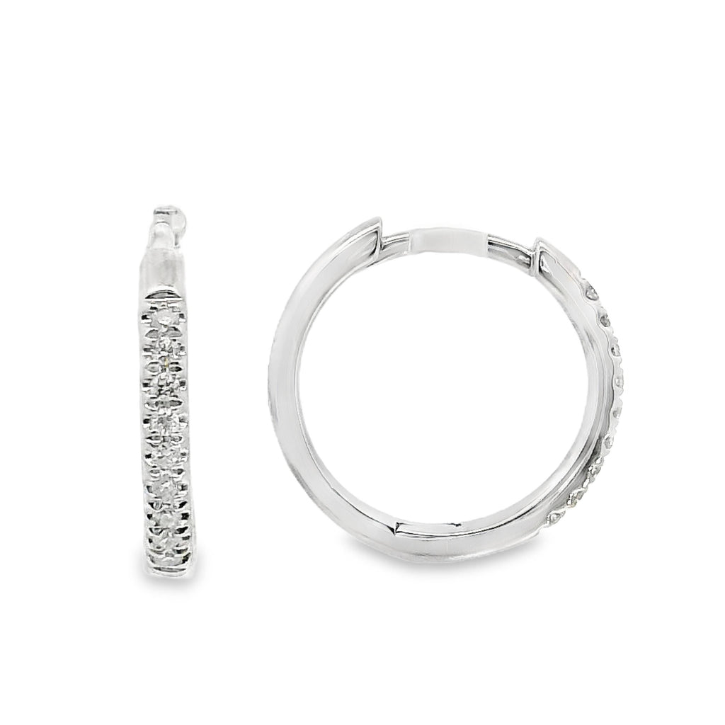 9ct White Gold Natural Diamond Claw Set Huggie Earrings 0.06ct TDW
