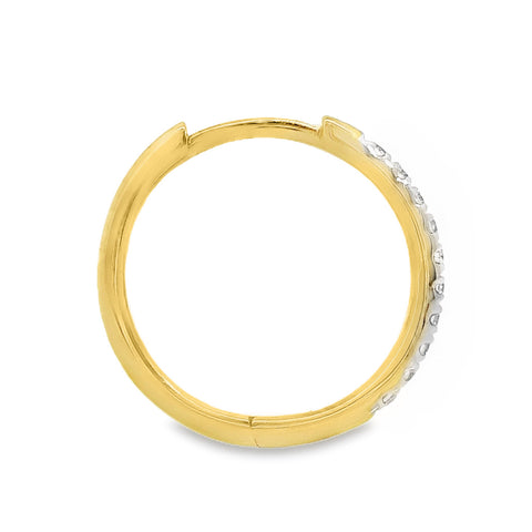 9ct Yellow Gold Claw Set Diamond Huggie Earrings 13mm